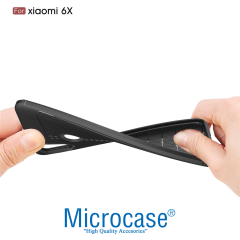Xiaomi Mi A2-6X Leather Tpu Silikon Kılıf + Tempered Glass Cam
