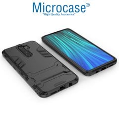 Microcase Xiaomi Redmi Note 8 Pro Alfa Serisi Armor Standlı Perfect Koruma Kılıf - Siyah