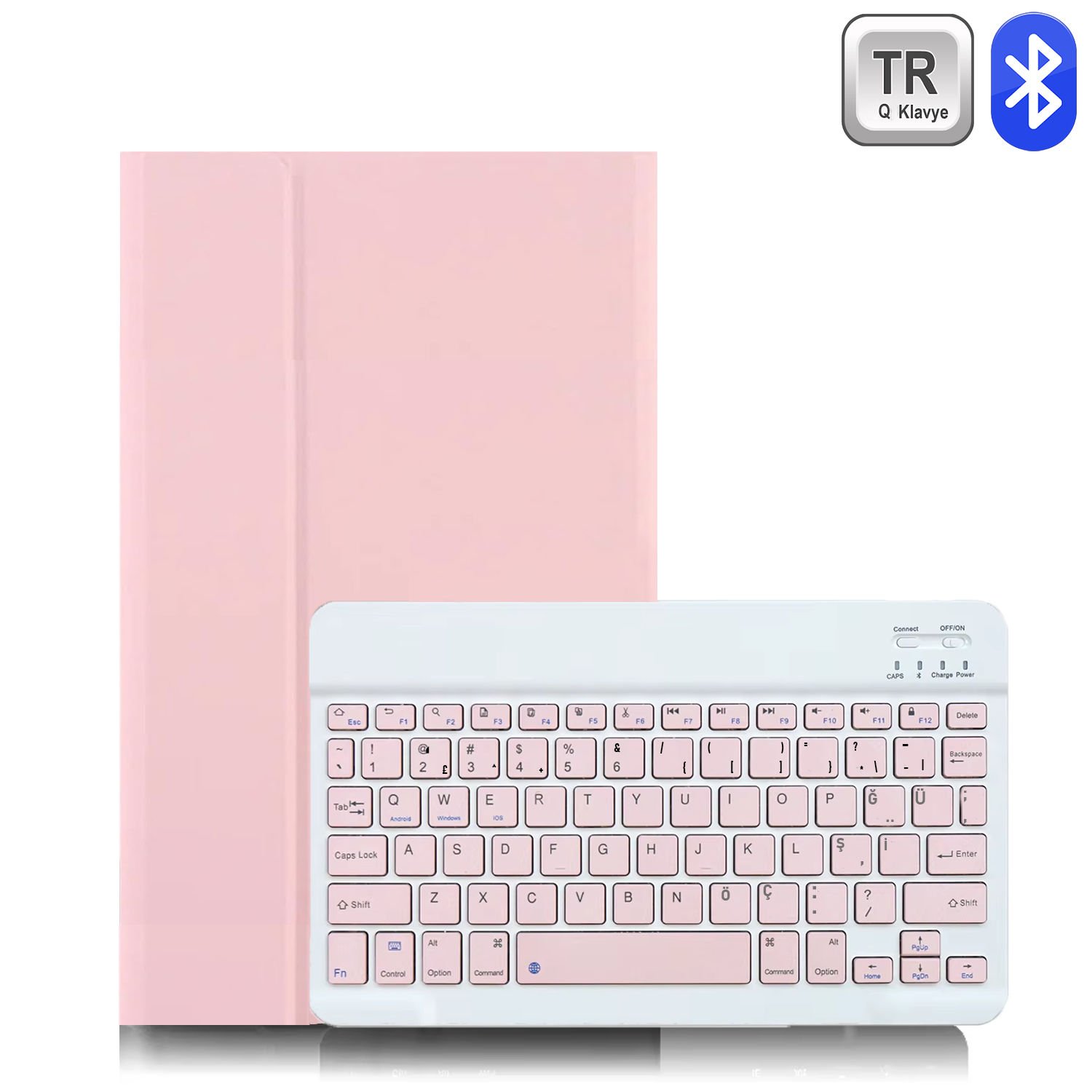 Microcase iPad 10.2 2019 iPad 7 / iPad Pro 10.5 inch Tablet ile uyumlu Bluetooth Türkçe Klavyeli Standlı Kılıf Pembe AL4824 ITHL