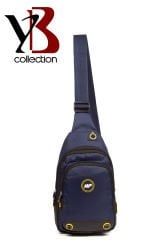 YB Collection Unisex Body Bag Su Geçirmez Kumaş Kulaklık Çıkışlı Çapraz Omuz Göğüs Çantası Lacivert AL3872