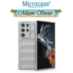Microcase Samsung Galaxy S22 Ultra Miami Serisi Darbeye Dayanıklı Silikon Kılıf - Açık Gri
