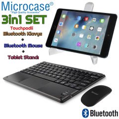 Microcase iPad Air (5. Nesil) 10.9 inch için Touchpad Bluetooth Klavye 24 cm (TR Sticker) + Bluetooth Mouse + Stand - AL2766