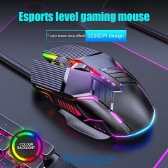 Microcase 3200 DPI Ergonomik Kablolu RGB Işıklı Gaming Oyuncu Mouse - AL4929