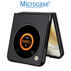 Microcase ZTE Nubia Flip 5G için Deri Desenli Plastik Koruma Kılıf - AL3156 Siyah