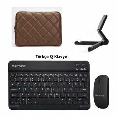 Microcase Samsung Galaxy Tab S9 FE+ Plus SM-X610 12.4 inch Tablet Tablet Çanta+Türkçe Bluetooth Klavye+Mouse+Tablet Standı-AL8124