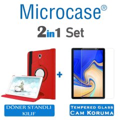 Samsung Galaxy Tab S4 10.5 T830 T835 360 Döner Stand Kılıf + Cam