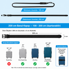 Microcase Ayarlanabilir Çok Amaçlı Bavul Valiz Çanta Eşya Kemeri 2Li Set AL5596