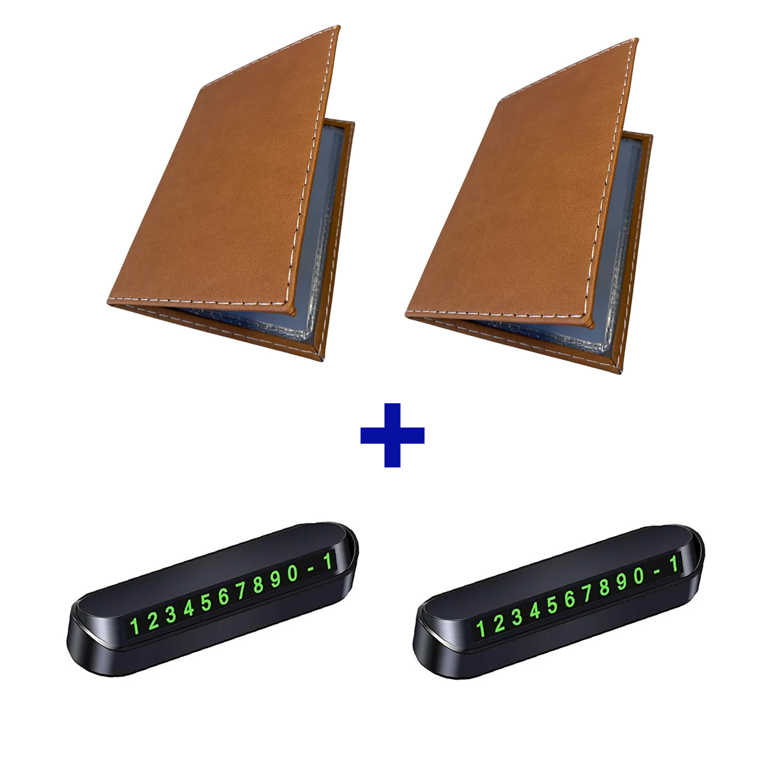 Microcase Suni Deri OTO Ruhsat Kabı Kılıfı Ruhsatlık + Ön Arka Panel Numaratör 2 Adet- AL5038