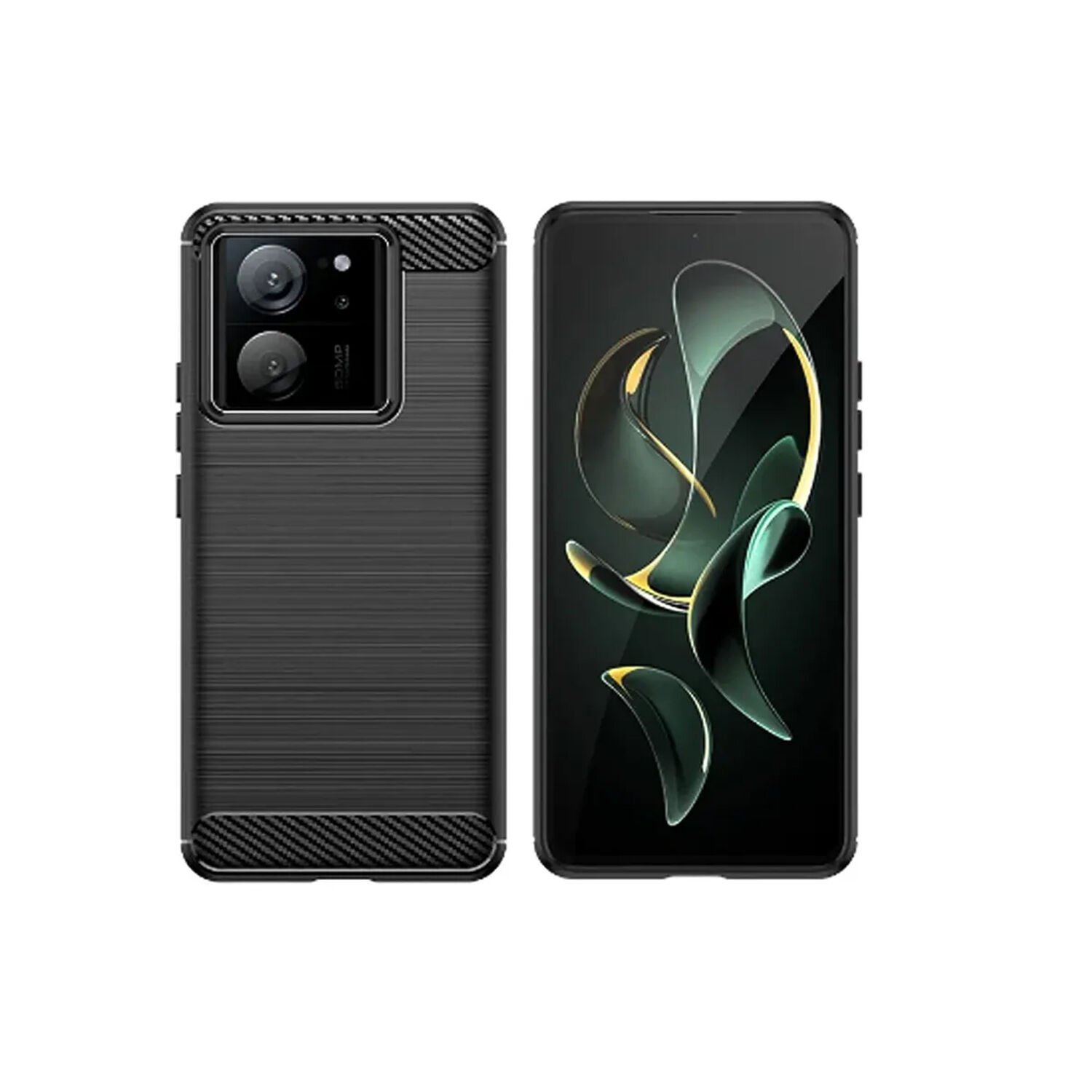 Microcase Xiaomi 13T / 13T Pro / K60 Ultra Brushed Carbon Fiber Silikon Kılıf - Siyah AL3332