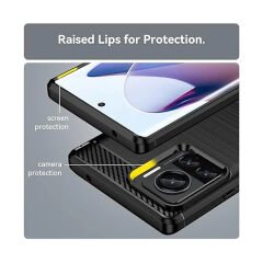 Microcase Xiaomi 13T / 13T Pro / K60 Ultra Brushed Carbon Fiber Silikon Kılıf - Siyah AL3332