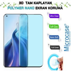 Microcase Xiaomi Mi 11 3D Polymer Kavisli Tam Kaplayan Nano Ekran Koruma - Siyah