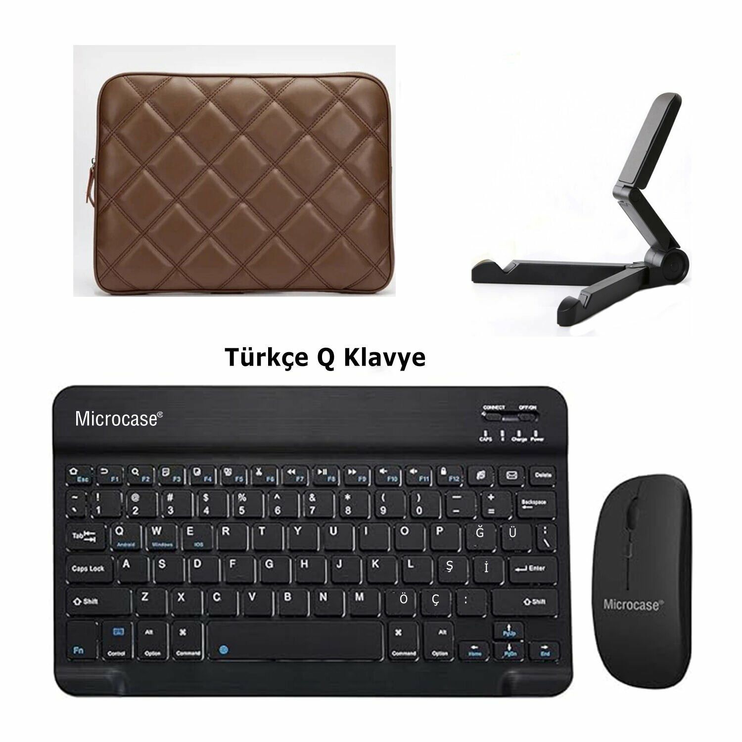 Microcase Samsung Galaxy Tab A9 Plus SM-X210 11 inch Tablet Tablet Çanta+Türkçe Bluetooth Klavye+Mouse+Tablet Standı-AL8124
