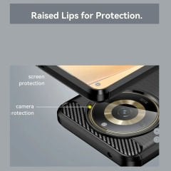 Microcase Realme 11 Pro 5G - Realme 11 Pro Plus 5G Brushed Carbon Fiber Silikon Kılıf - Siyah AL3332