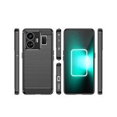 Microcase Realme GT3 - GT Neo 5 Brushed Carbon Fiber Silikon Kılıf - Siyah AL3332