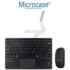 Microcase Alcatel 3T 10.1 inch Tablet için Touchpad Bluetooth Klavye 24 cm (TR Sticker) + Bluetooth Mouse + Stand - AL2766