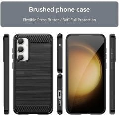 Microcase Samsung S23 FE Brushed Carbon Fiber Silikon Kılıf - Siyah AL3332