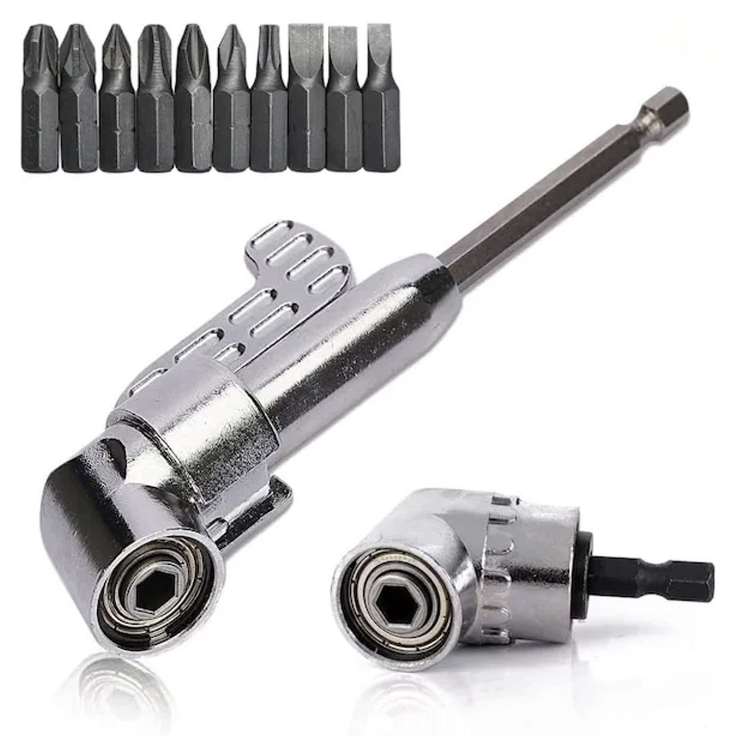 Microcase Köşe Vidalama Delme Kör Nokta Aparatı 1/4 Hex Matkap Adaptörü Kısa ve Uzun Altıgen Girişli 2li Set AL3903