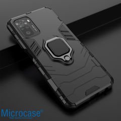 Microcase Xiaomi Redmi Note 10 Batman Serisi Yüzük Standlı Armor Kılıf - Siyah