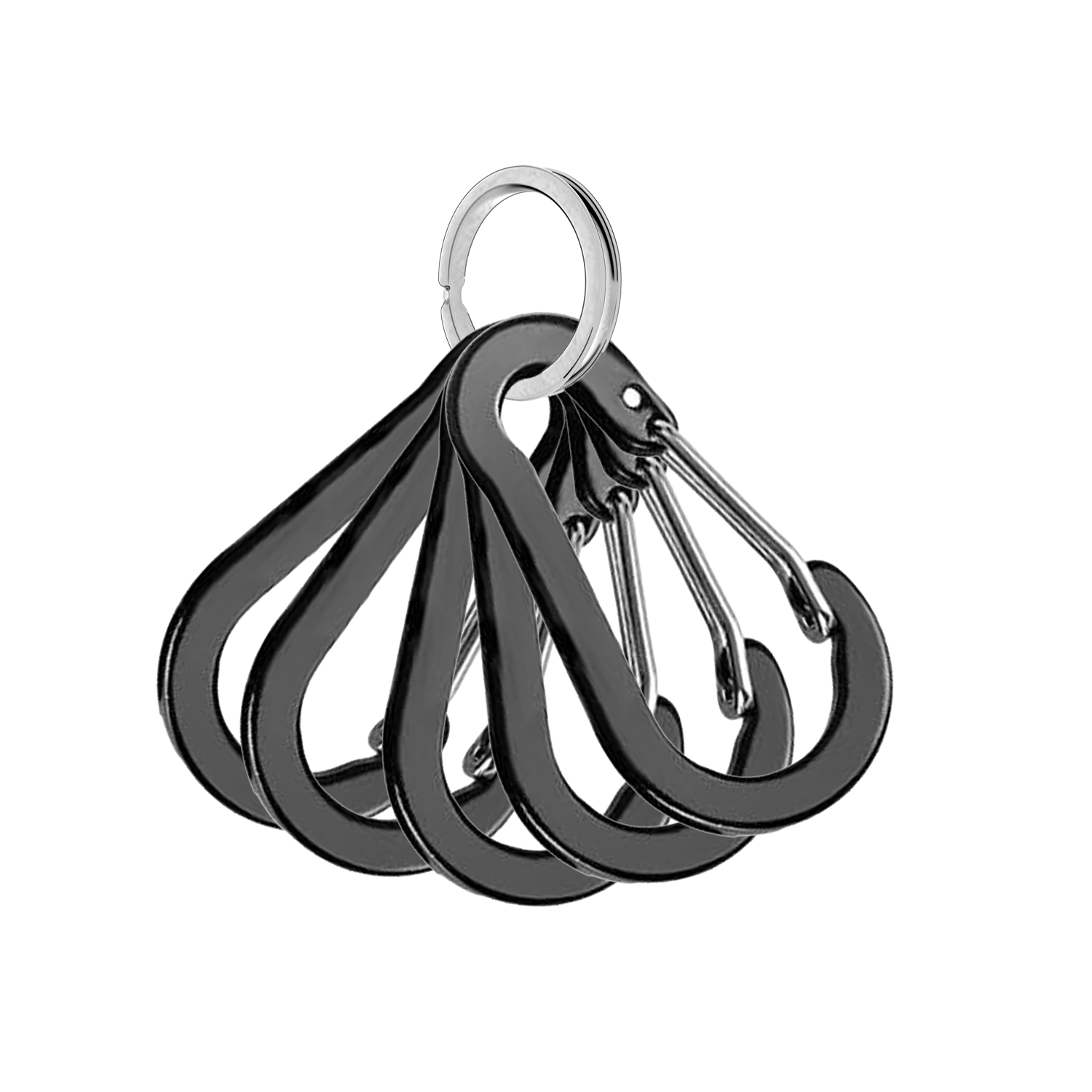 Microcase Çok Amaçlı Mini Metal Karabina Seti 4.9 cm Siyah Yaylı Anahtarlık Kancası Taktik Kamp Ekipman Askısı 5 Adet - AL5881