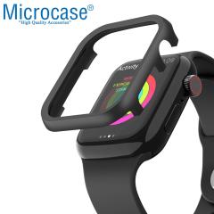 Microcase Apple Watch 7 41mm Metal Çerçeve Kılıf - Siyah KN07