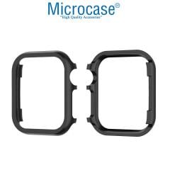 Microcase Apple Watch 7 41mm Metal Çerçeve Kılıf - Siyah KN07