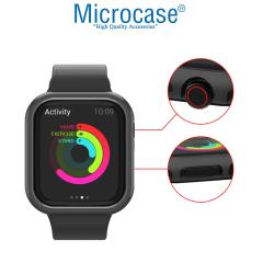 Microcase Apple Watch 7 41mm Metal Çerçeve Kılıf - Siyah KN07