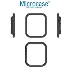 Microcase Apple Watch 7 41mm Metal Çerçeve Kılıf - Siyah KN07