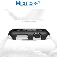 Microcase Apple Watch 7 41mm Metal Çerçeve Kılıf - Siyah KN07
