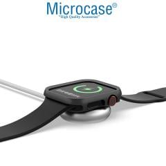 Microcase Apple Watch 7 41mm Metal Çerçeve Kılıf - Siyah KN07