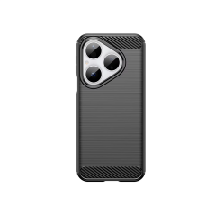 Microcase Huawei Pura 80 ile Uyumlu Brushed Carbon Fiber Silikon Kılıf - Siyah AL3332