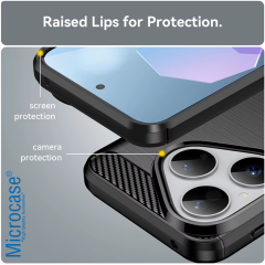Microcase Huawei Pura 80 ile Uyumlu Brushed Carbon Fiber Silikon Kılıf - Siyah AL3332