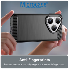 Microcase Huawei Pura 80 ile Uyumlu Brushed Carbon Fiber Silikon Kılıf - Siyah AL3332