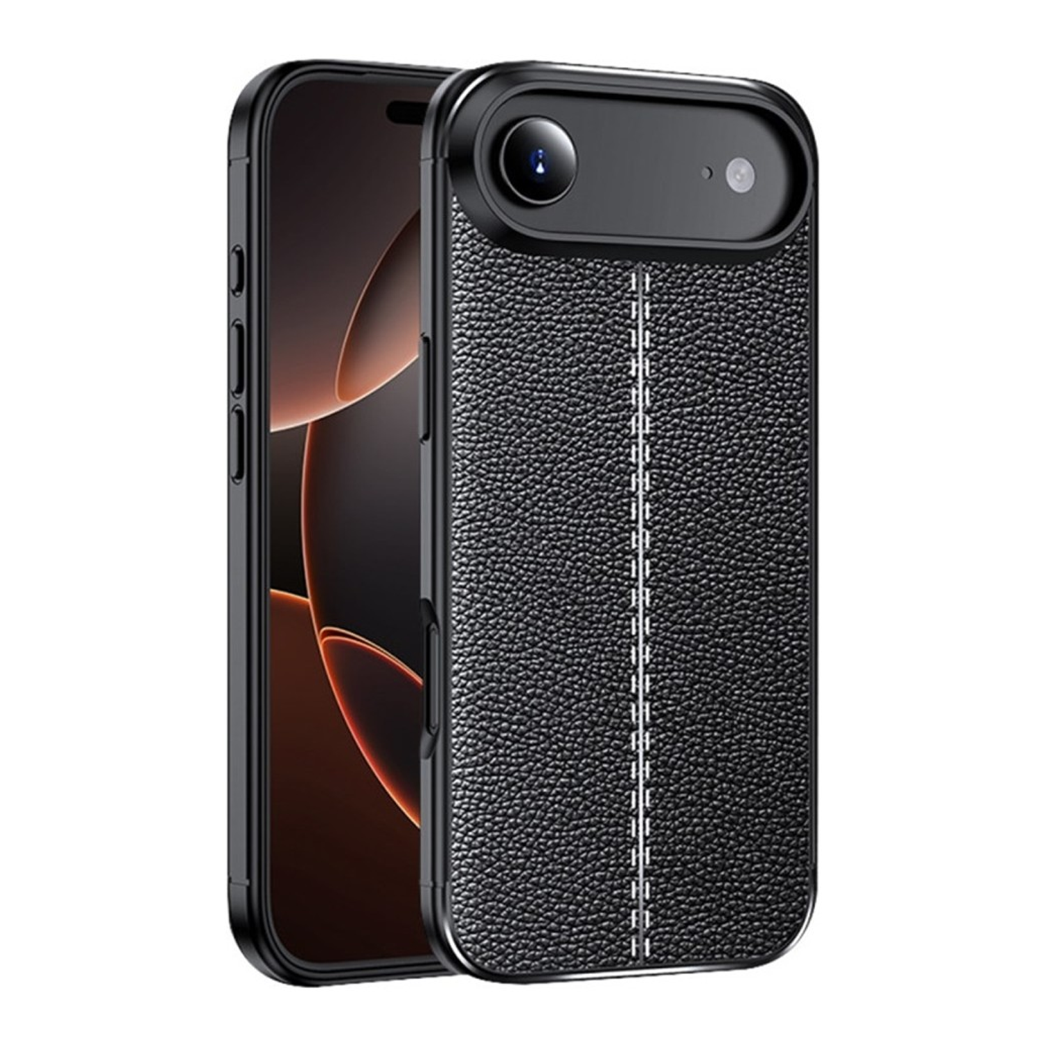 Microcase iPhone Air ile Uyumlu Leather Serisi Deri Efekt Silikon Kılıf - Siyah Al3337