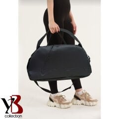 YB Collection Unisex Polyester 2 Gözlü Geniş Hacimli Orta Boy Seyahat Fitness ve Spor Çantası Siyah AL4208