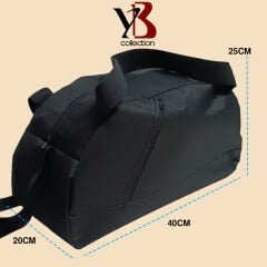 YB Collection Unisex Polyester 2 Gözlü Geniş Hacimli Orta Boy Seyahat Fitness ve Spor Çantası Siyah AL4208