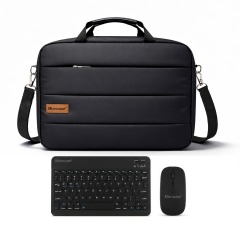 Microcase Samsung Active 4 Pro / Active 5 Pro 10.1 Tablet ile Uyumlu Tablet Notebook Macbook Çantası + Bluetooth Klavye ve Mouse Set Siyah - AL5894