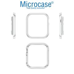 Microcase Apple Watch 7 41mm Metal Çerçeve Kılıf - Gümüş KN07