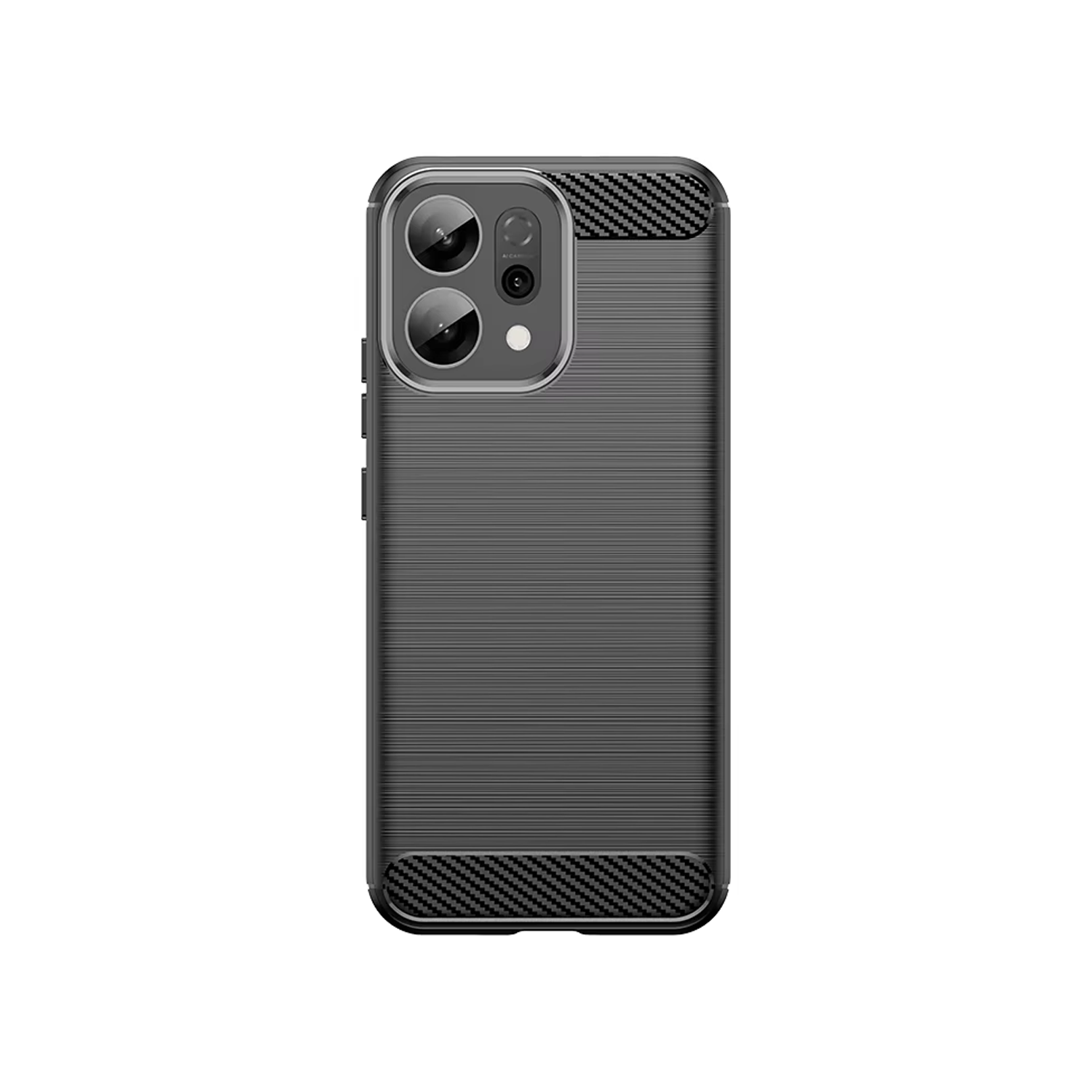 Microcase Oppo Reno 14 Pro ile Uyumlu Brushed Carbon Fiber Silikon Kılıf - Siyah AL3332