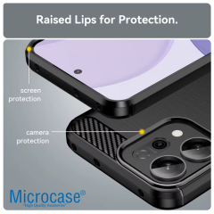 Microcase Oppo Reno 14 Pro ile Uyumlu Brushed Carbon Fiber Silikon Kılıf - Siyah AL3332