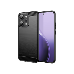 Microcase Oppo Reno 14F ile Uyumlu Brushed Carbon Fiber Silikon Kılıf - Siyah AL3332