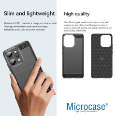 Microcase Oppo Reno 14F ile Uyumlu Brushed Carbon Fiber Silikon Kılıf - Siyah AL3332