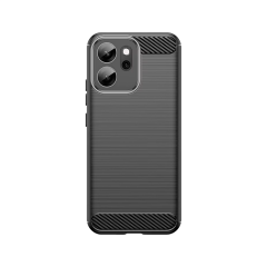 Microcase Oppo Reno 14F ile Uyumlu Brushed Carbon Fiber Silikon Kılıf - Siyah AL3332