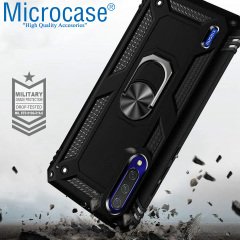 Microcase Xiaomi Mi A3 - Mi CC9e Anka Serisi Yüzük Standlı Armor Kılıf - Siyah