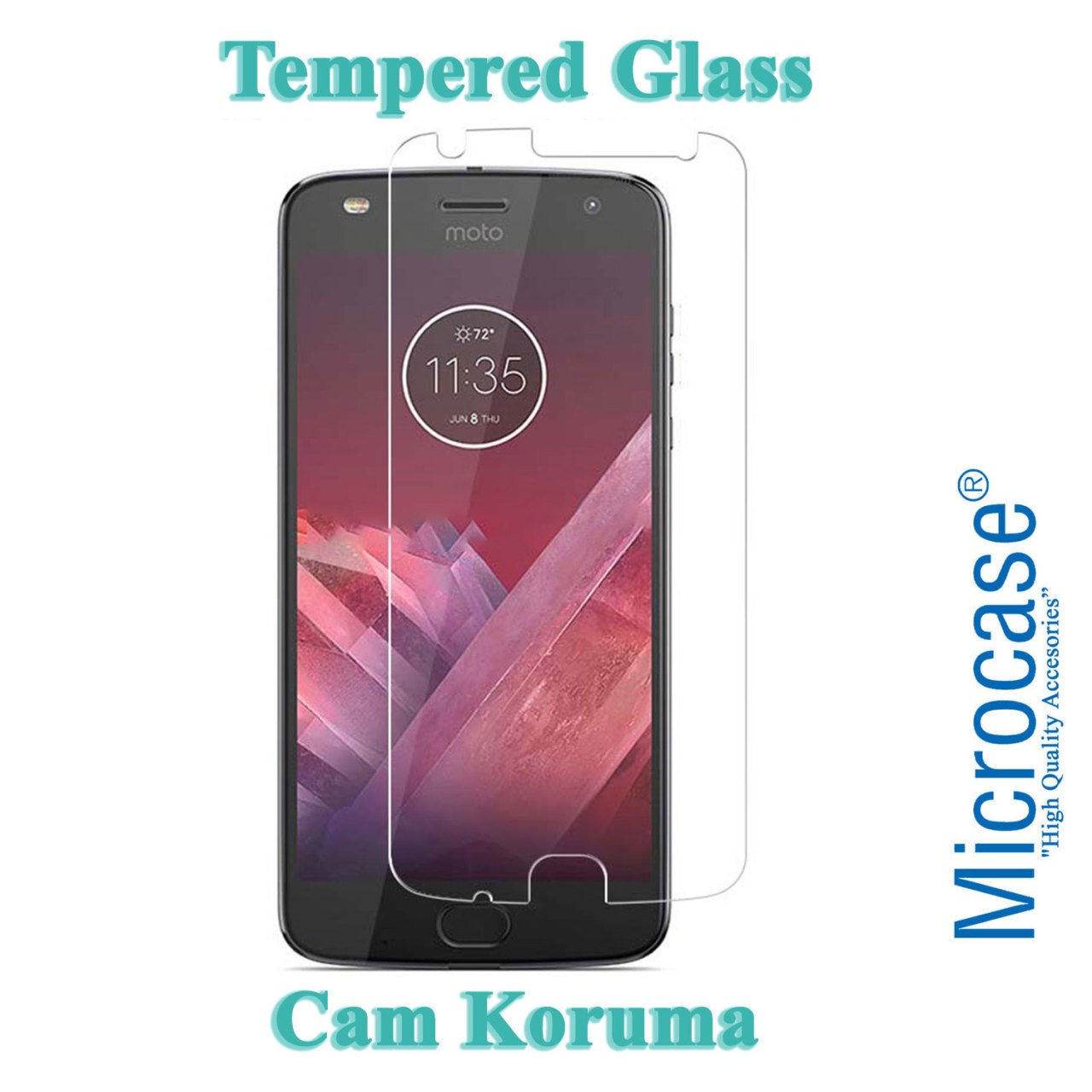 Motorola Moto Z2 Play Tempered Glass Cam Ekran Koruma