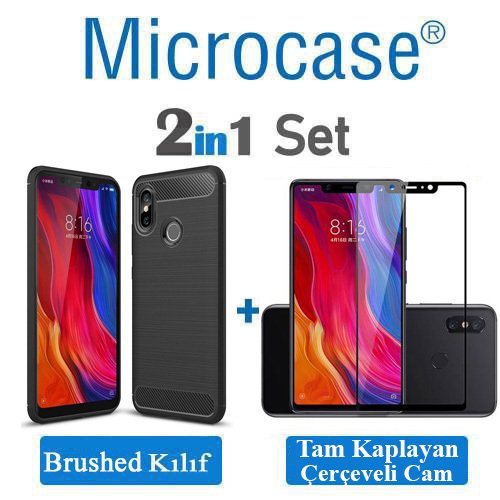 Microcase Xiaomi Mi 8 SE Brushed Silikon TPU Kılıf+Tam Kaplar