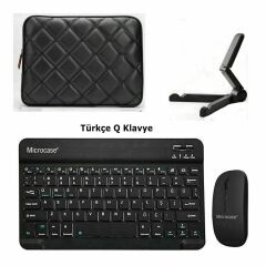 Microcase Xiaomi Poco Pad M1 12.1 inch Tablet için Çanta+Türkçe Bluetooth Klavye+Mouse+Tablet Standı-AL8124
