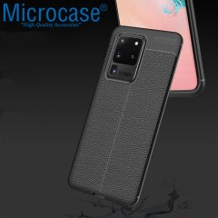 Microcase Samsung Galaxy S20 Ultra Leather Tpu Silikon Kılıf - Siyah
