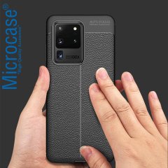 Microcase Samsung Galaxy S20 Ultra Leather Tpu Silikon Kılıf - Siyah