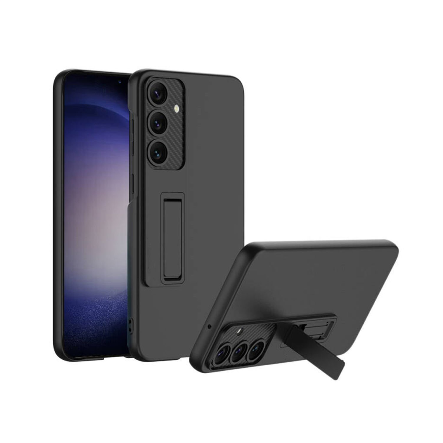 Microcase Samsung Galaxy S25 Plus ile uyumlu Standlı Sert Plastik Mat Kılıf - AL3566