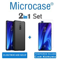 Microcase Xiaomi Redmi K20 Elektrocase Serisi Silikon Kılıf Siyah + Tempered Glass Cam Koruma (SEÇENEKLİ)